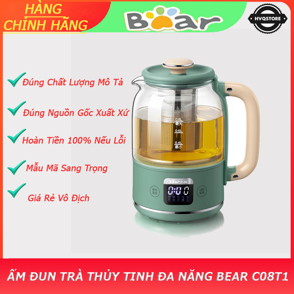 Ấm đun trà thủy tinh đa năng bear ysh c08t1 08l