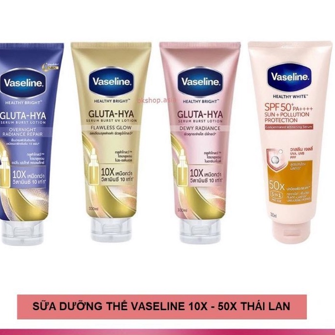 Sữa dưỡng thể trắng da vaseline gluta-hya serum burst uv lotion 10x 330ml