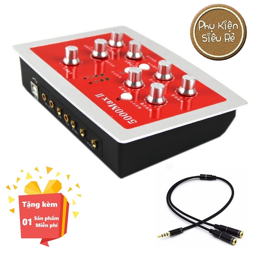 ( Quà tặng miễn phí Dây chia cổng tai nghe 1 ra 2 3.5mm ) Sound Card Thu Âm Tích Hợp Auto Tune HF-5000 MAX II Cao Cấp - Soundcard thu âm chuyên nghiệp HF-5000 Pro Max 2 - HF5000 Pro max II - HF 5000 MAX II