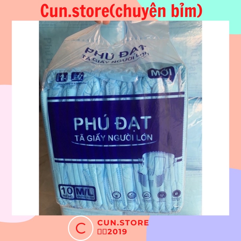 Tã bỉm Phú Đạt dành cho người già, mẹ bầu sau sinh, bỉm đi sinh bịch 10 miếng