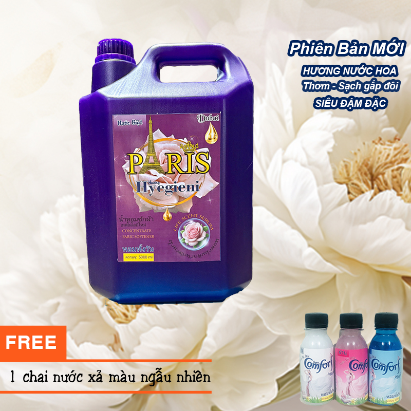 Nước Giặt Thái Lan 5L hương nước hoa thơm lâu Hyegieni - Tím Tặng 1 chai xả