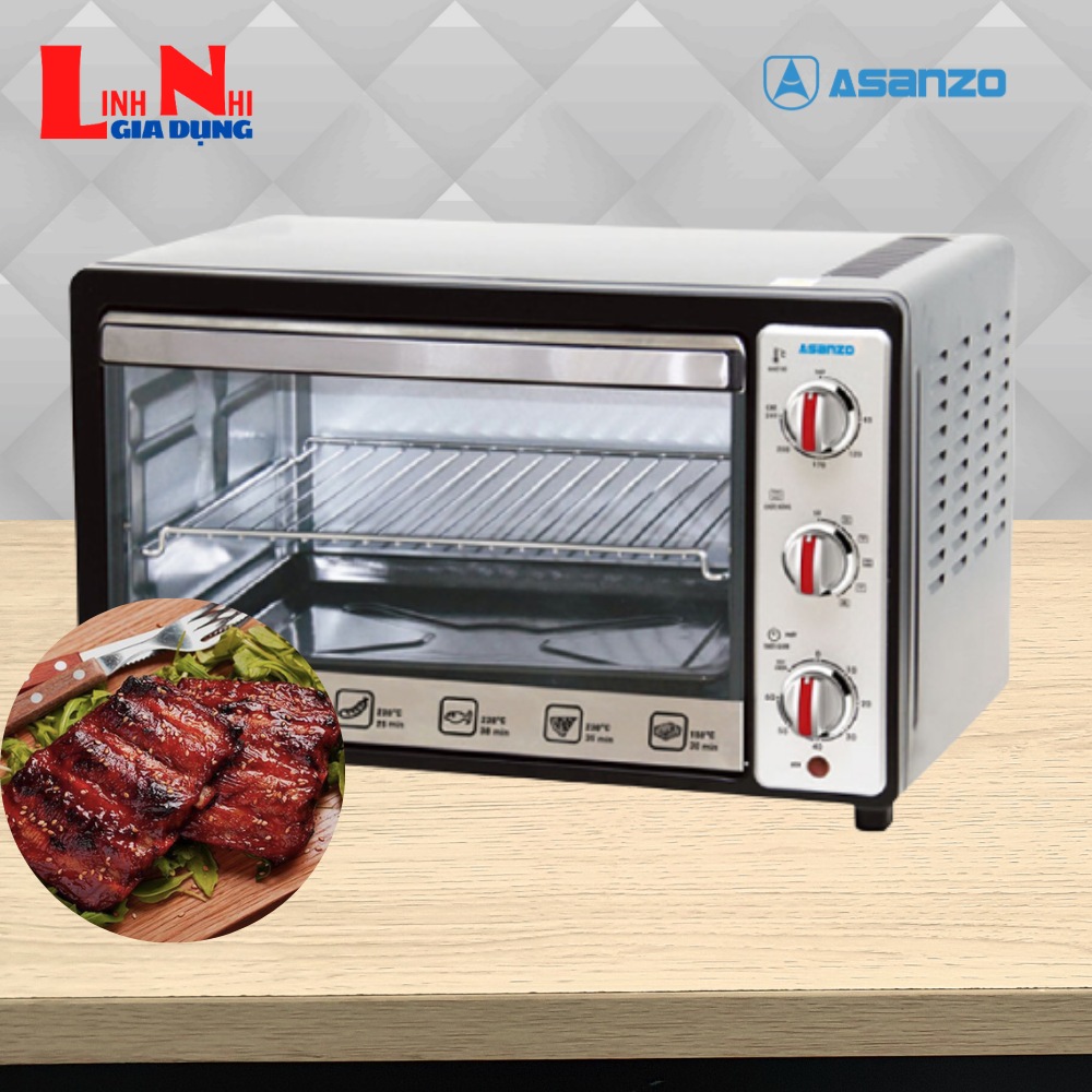 Lò nướng điện đa năng 42 lít asanzo ev-42a1 công suất 1600w, nướng rả đông nhanh và dễ dàng - gia dụng linh nhi
