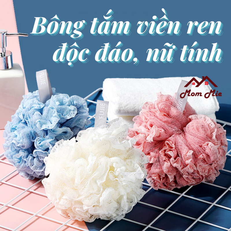 Bông tắm viền ren độc đáo, nữ tính. Cotton bath - F002, K072