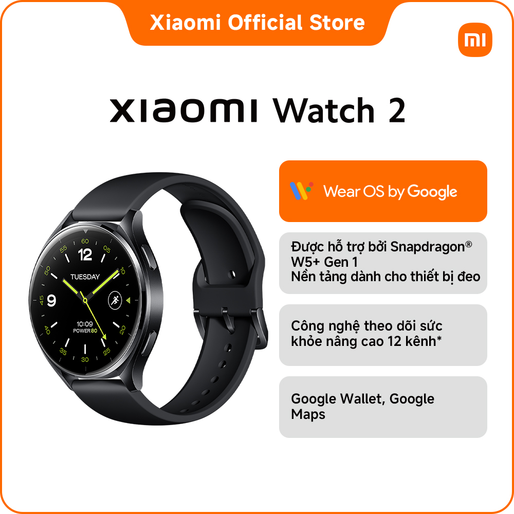  Đồng hồ thông minh Xiaomi Watch 2 |  Wear OS by Google | Được hỗ trợ bởi Snapdragon® W5+ Gen 1 | Thời lượng pin lên đến 65 giờ với bộ nhớ dung lượng lớn 32 GB 