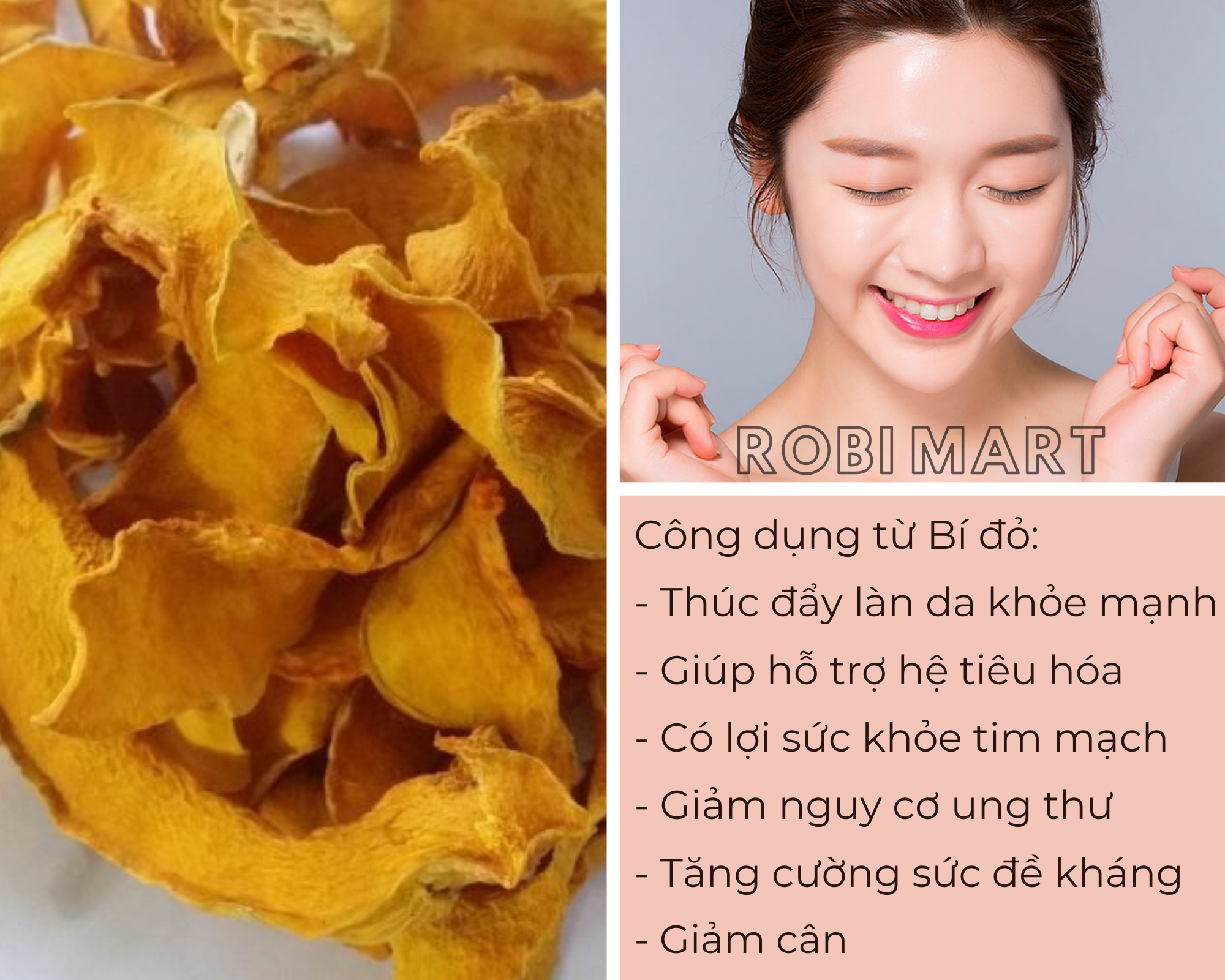 Bí đỏ thái lát sấy lạnh -Trọng lượng 200 gram