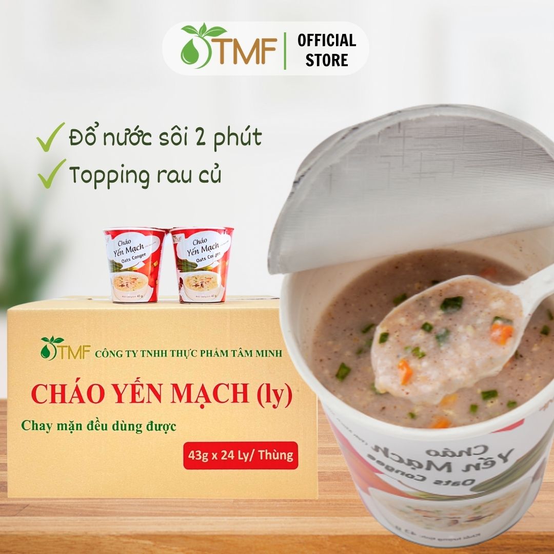 Thùng Cháo Dưỡng Sinh Yến Mạch 24 Ly TÂM MINH FOODS Dinh Dưỡng Tiện Lợi