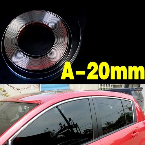 Bản 20mm Nẹp viền mạ crom trang trí chân viền kính ô tô, nẹp viền chân kính mạ crom bản rộng 2cm
