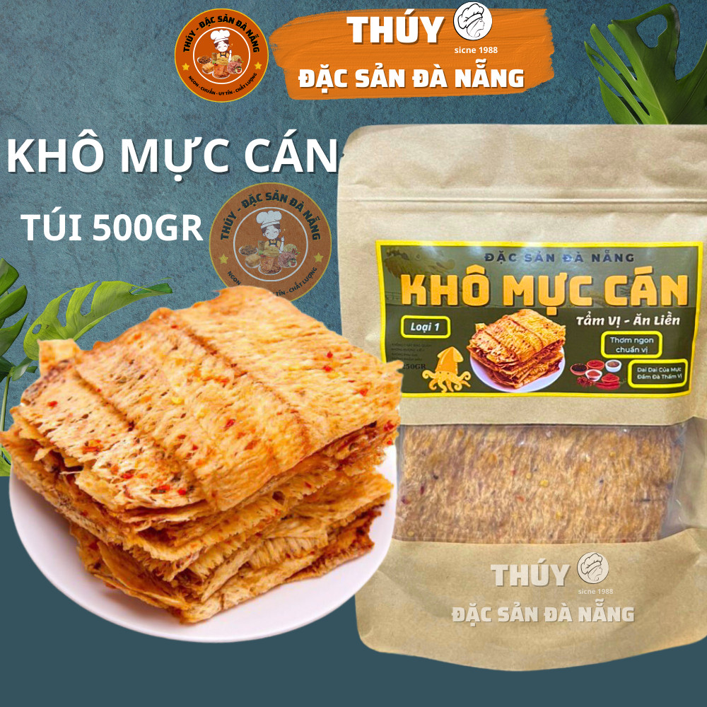 Mực cán tẩm gia vị nguyên con túi 500gr đặc sản đà nẵng làm quà chuẩn vị