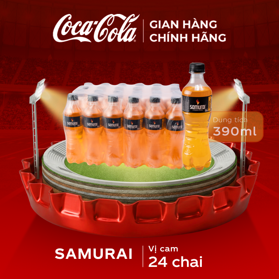 [SIÊU SALE ] Lốc 24 Chai Nước Giải Khát Samurai Hương Cam 390ml Sale 5.5 Coca-Cola Chính Hãng_LD