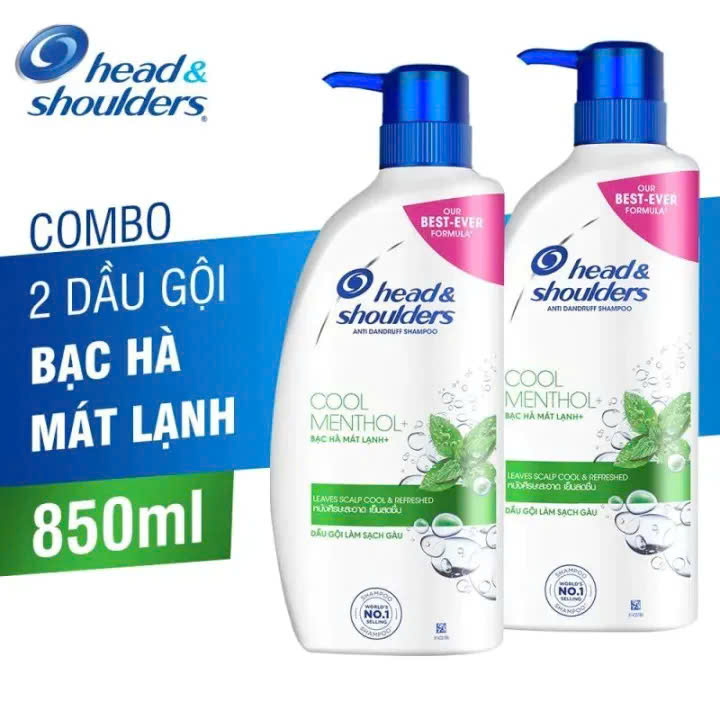 COMBO 2 Chai Dầu gội Head & Shoulder Cool Menthol 850ml Thái Lan