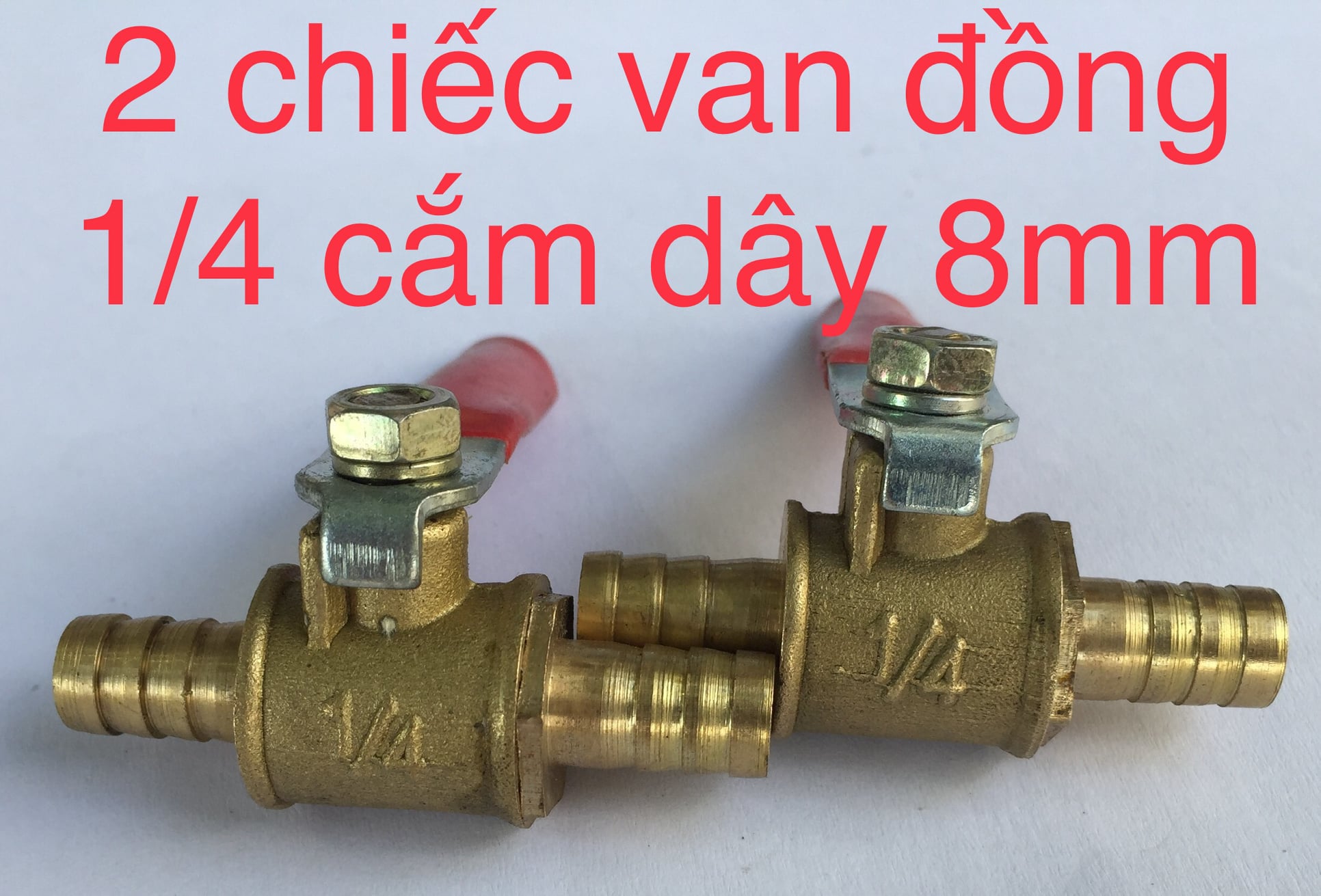 2 chiếc van đồng khóa nước 1/4 hai đầu cắm ống mềm 8mm