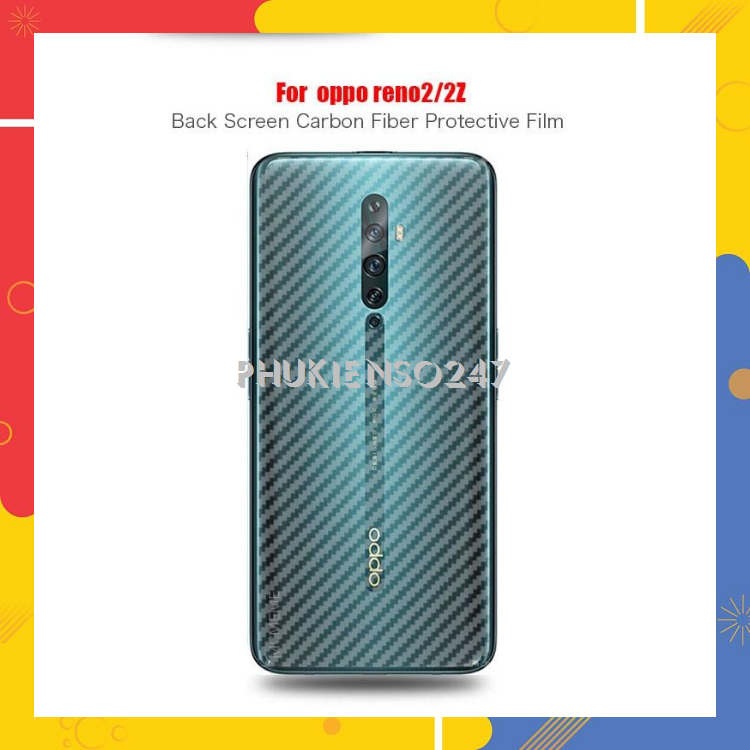 Miếng Dán Vân Carbon Chống Trầy Cho Điện Thoại OPPO Reno 2F / Reno 2 chống Bám vân tay