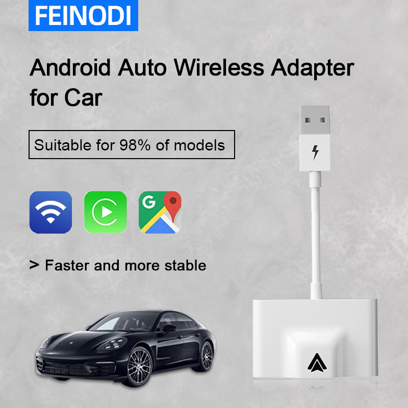 FEINODI Bộ chuyển đổi CarPlay không dây + Video, Bộ chuyển đổi CarPlay có dây sang không dây, hỗ trợ cập nhật trực tuyến, cắm và chạy, dành cho Android