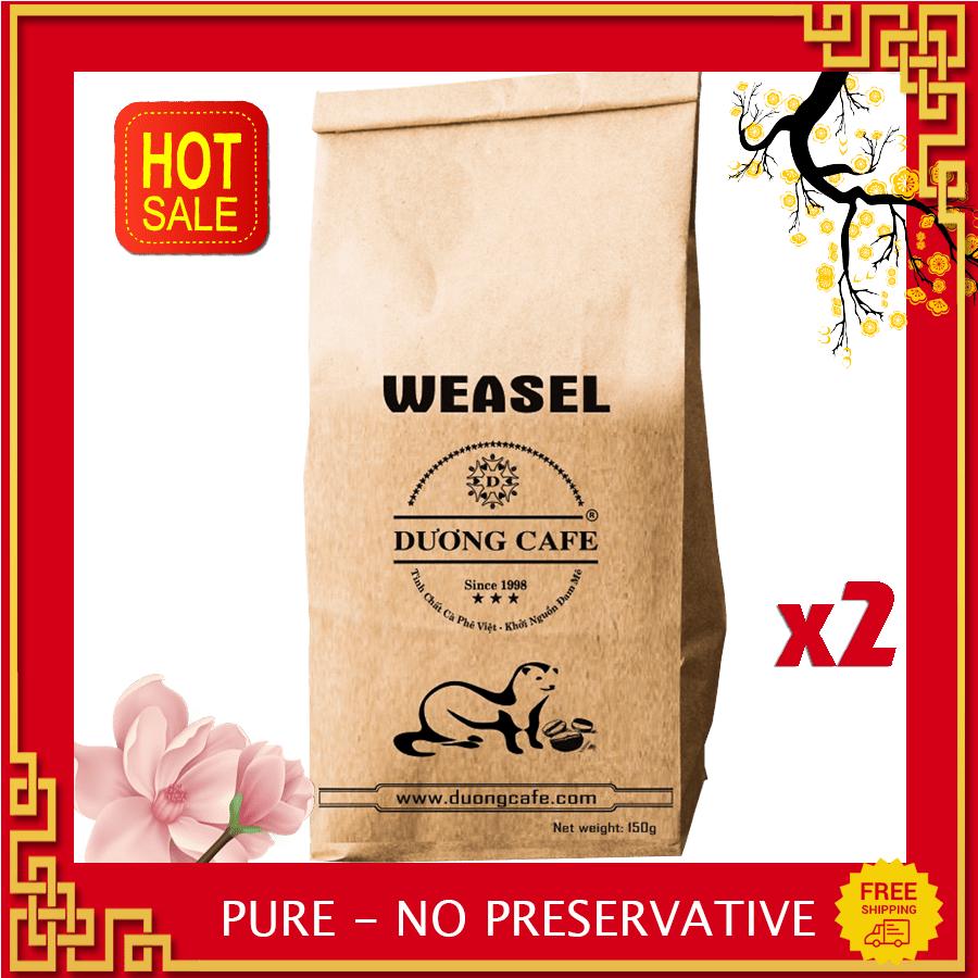 Cà Phê Weasel cà phê Chồn đặc sản rang xay nguyên chất thượng hạng thơm ngon, đậm vị, hậu ngọt, hương trái cây - Độc đáo, gói150g, DUONG CAFE