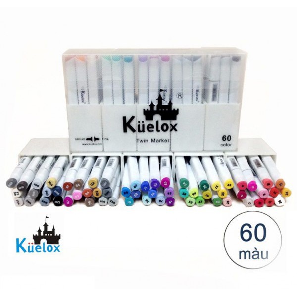 Bộ marker kuelox 1860 twin type alcohol 60 màu-dụng cụ vẽ tâm tâm