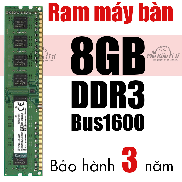 [HCM]Ram máy tính bàn Kingston DDR3 8G Bus 1600 Hàng tháo máy bộ