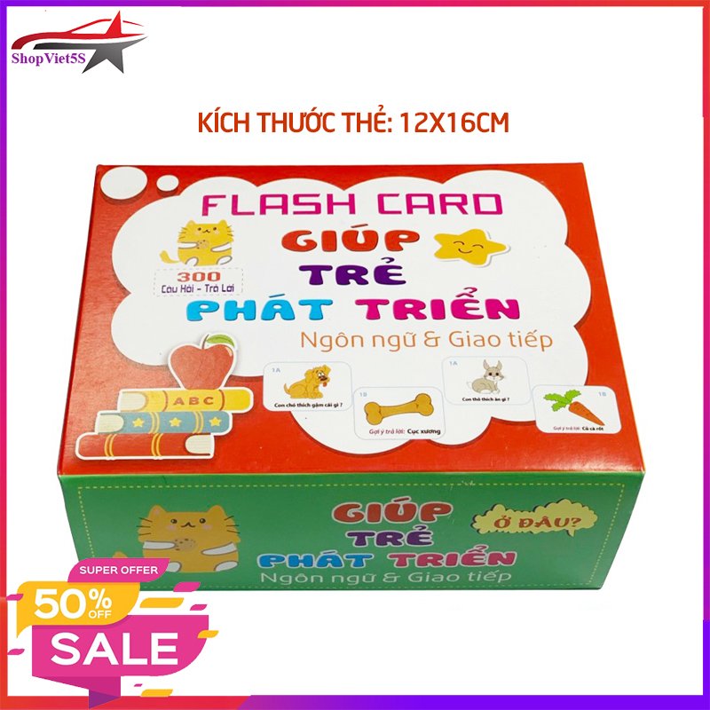 Bộ thẻ học thông minh cho bé phát triển ngôn ngữ 300 câu hỏi và trả lời
