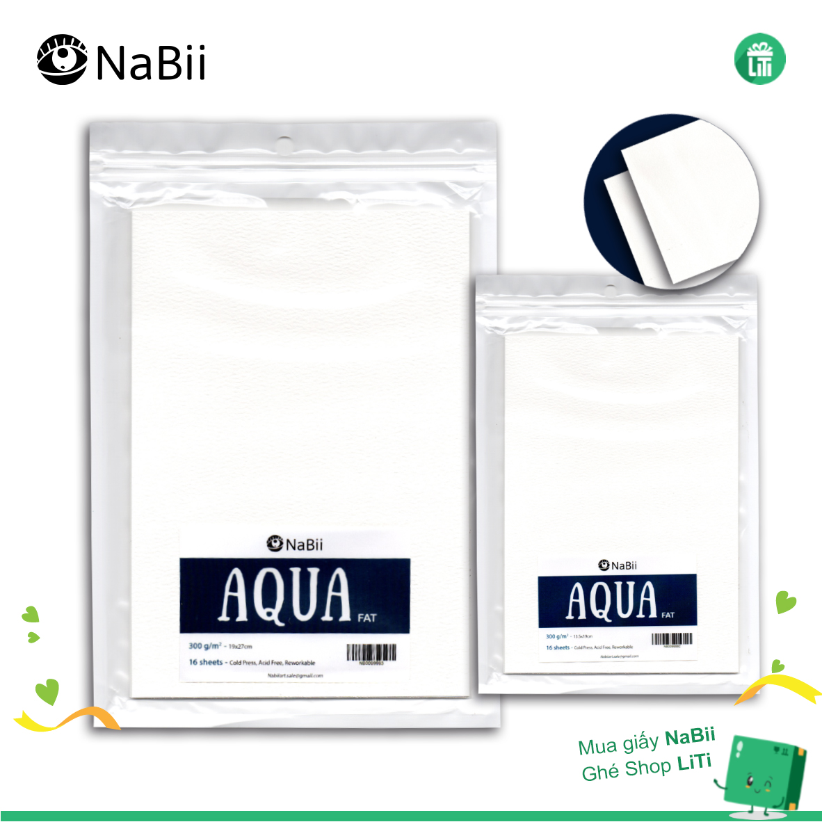 Giấy vẽ màu nước NABII AQUA FAT (COLD PRESS - 300gsm)