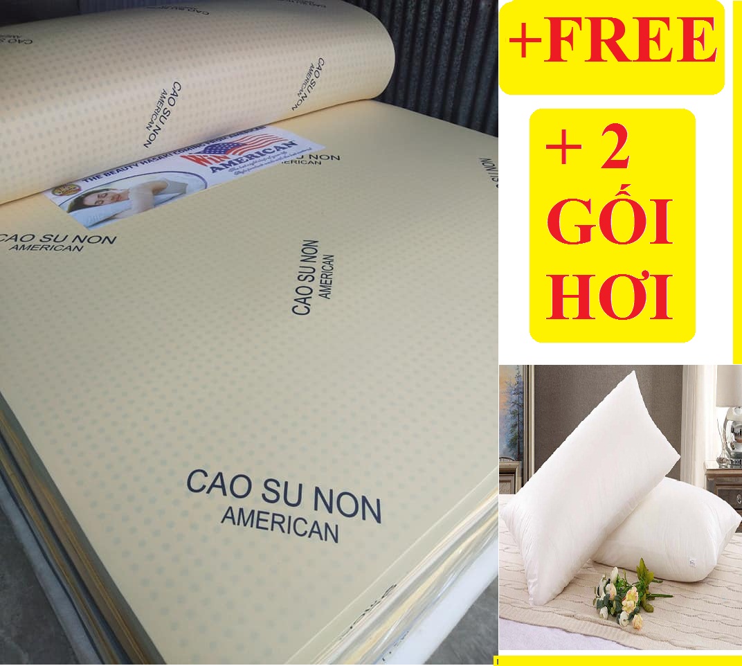 [HCM]Nệm Size 1m6 x 2m x10cm cao su non AMERICAN Tặng Kèm 2 gối nằm cao cấp