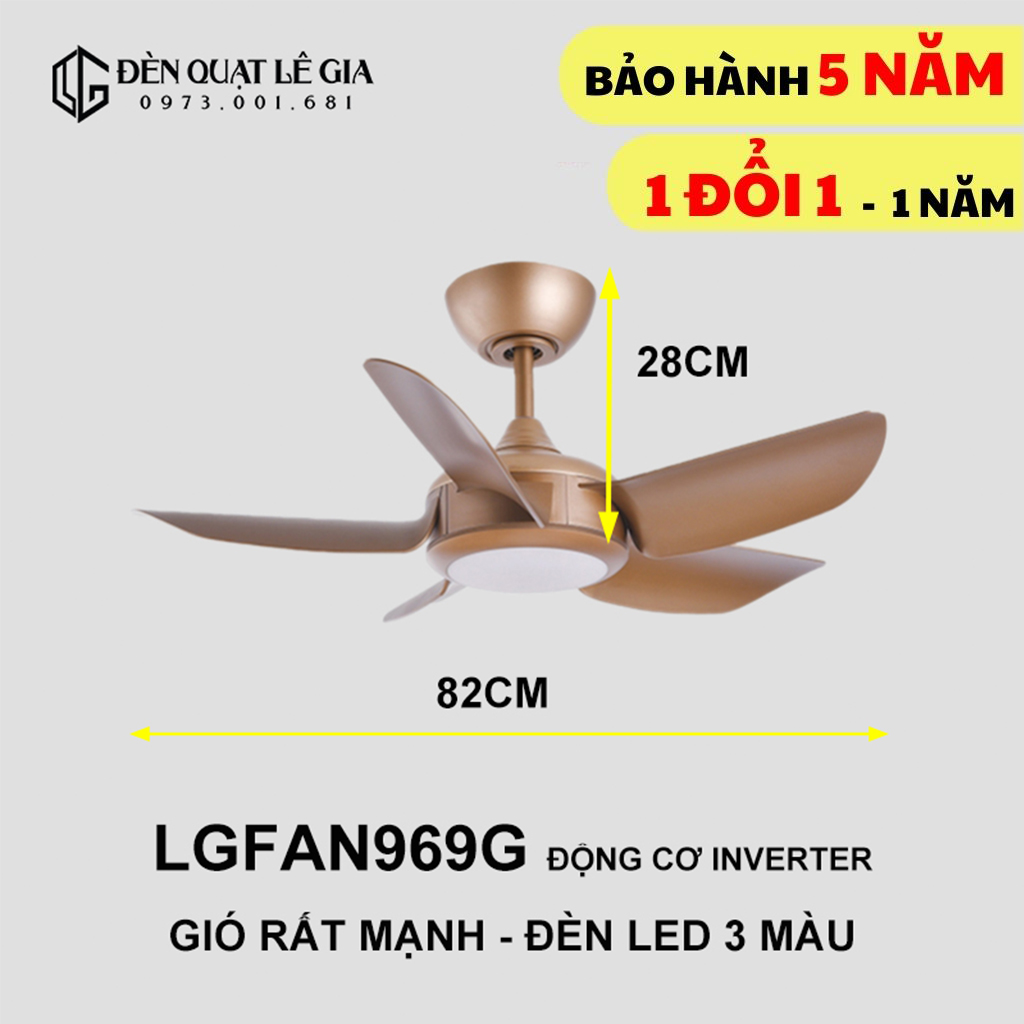 Quạt Trần Phòng Ngủ LGFAN969 | Quạt Trần Cho Bàn Ăn | Quạt trần cổ ngắn 2024