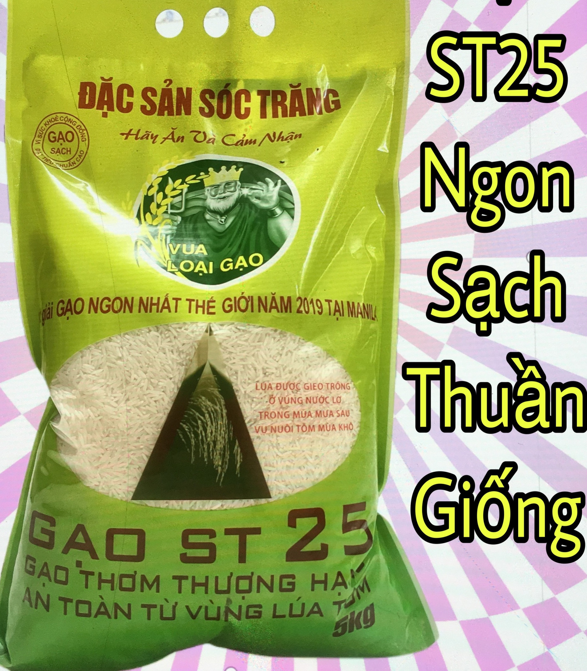 (GIÁ SIÊU RẺ) VUA LOẠI GẠO, Gạo Sóc Trăng ST 25 hàm lượng dinh dưỡng cao, túi 5kg gạo ST-25