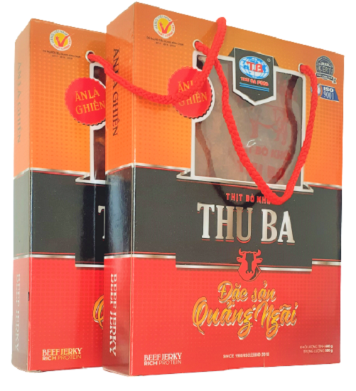 Combo 2 hộp khô bò miếng 500gr Thu Ba ngon, đặc sản, quà tặng Tết, sinh nhật, tiệc, picnic