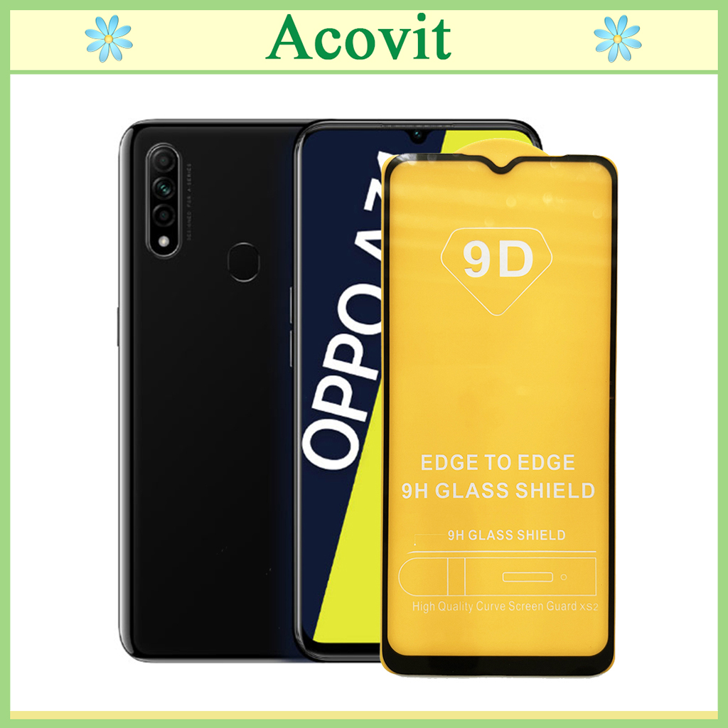 " Kính cường lực 9D OPPO A31 2020 " _ FULL Màn Hình _ Độ Cứng 9H _ Anh thật Sản Phẩm _ ( Tặng kèm bộ giấy lau Màn hình) Acovit"