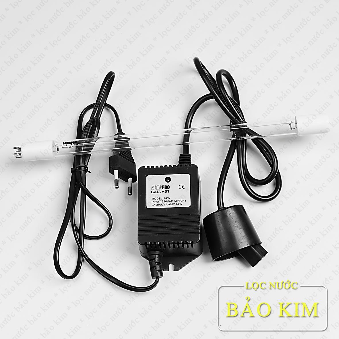 Bộ Adaptor -  Balast- biến áp chuyển nguồn và bóng đèn cực tím UV 14W Aquapro