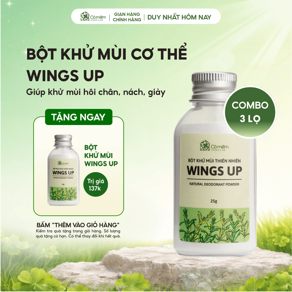 [Mua 3 tặng 1]Bột Khử Mùi Wings Up Khử Mùi Hôi Chân Hôi Nách Giày Giảm Tiết Mồ Hôi Hôi Cỏ Mềm 25g
