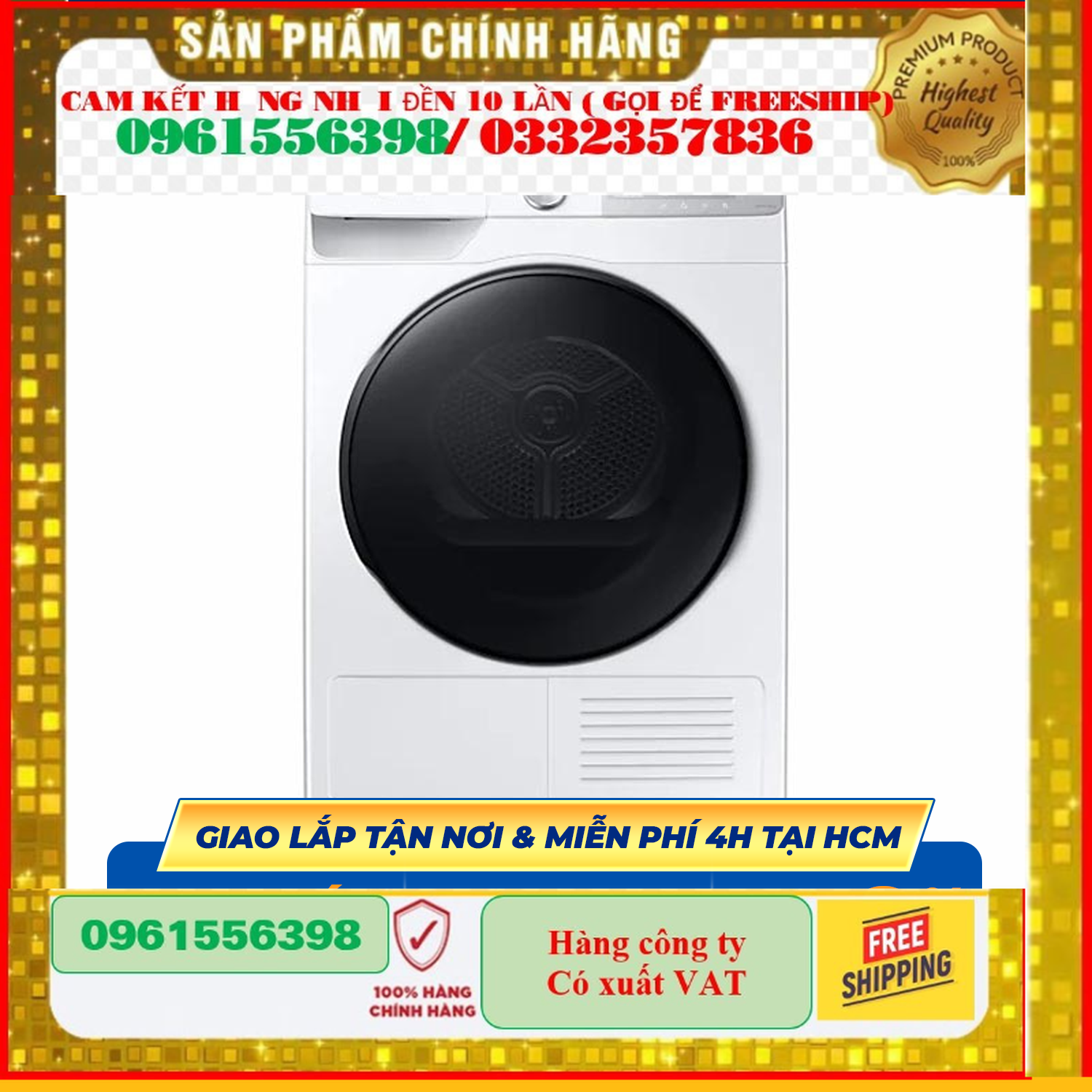 Máy Sấy Bơm Nhiệt SAMSUNG AI Inverter 9Kg DV90T7240BH/SV - Sấy nhiệt Air wash - Sấy nhanh 35 phút - Khóa trẻ em