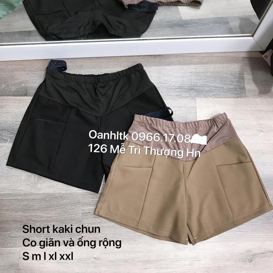 Quần sooc bầu túi vuông, chất công sở cao cấp