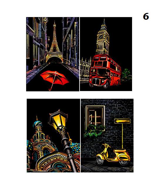 Bộ 4 tranh cạo theo chủ đề khổ a4 22x30cm