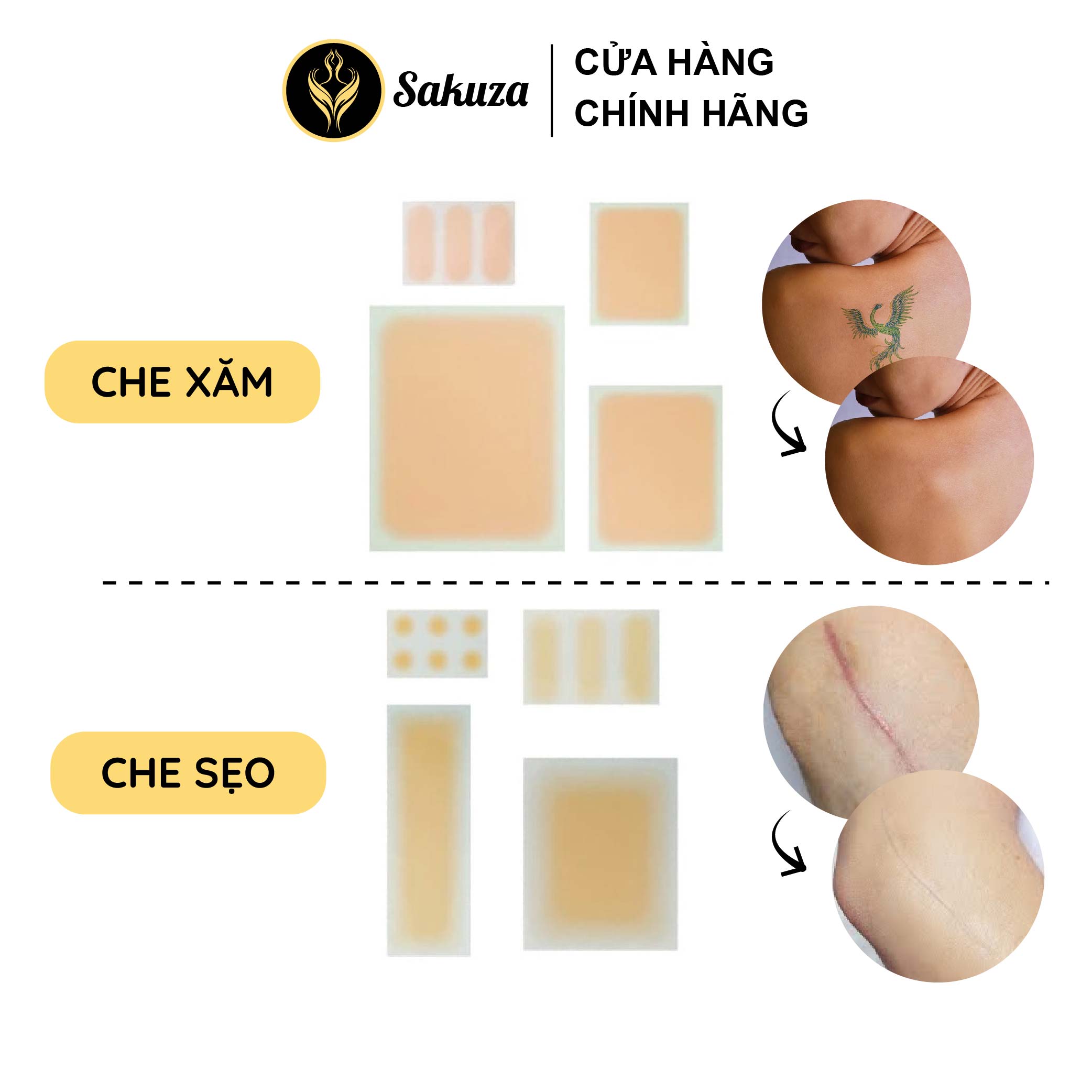 Miếng dán che sẹo che hình xăm Sakuza 4 kích thước A1005