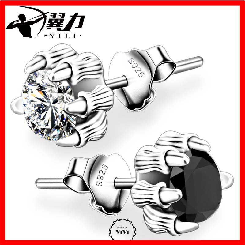 Bông tai bạc nam đinh tán móng vuốt rồng Draclaw – khuyên tai ViVi_Gift