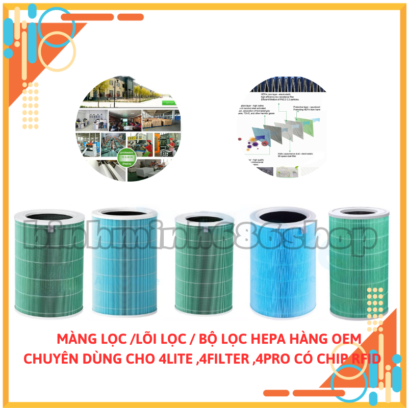 Màng lọc/ lõi lọc hepa hàng oem thế hệ thứ 4 : 4, 4 lite ,4 filter ,4 pro có chip rfid