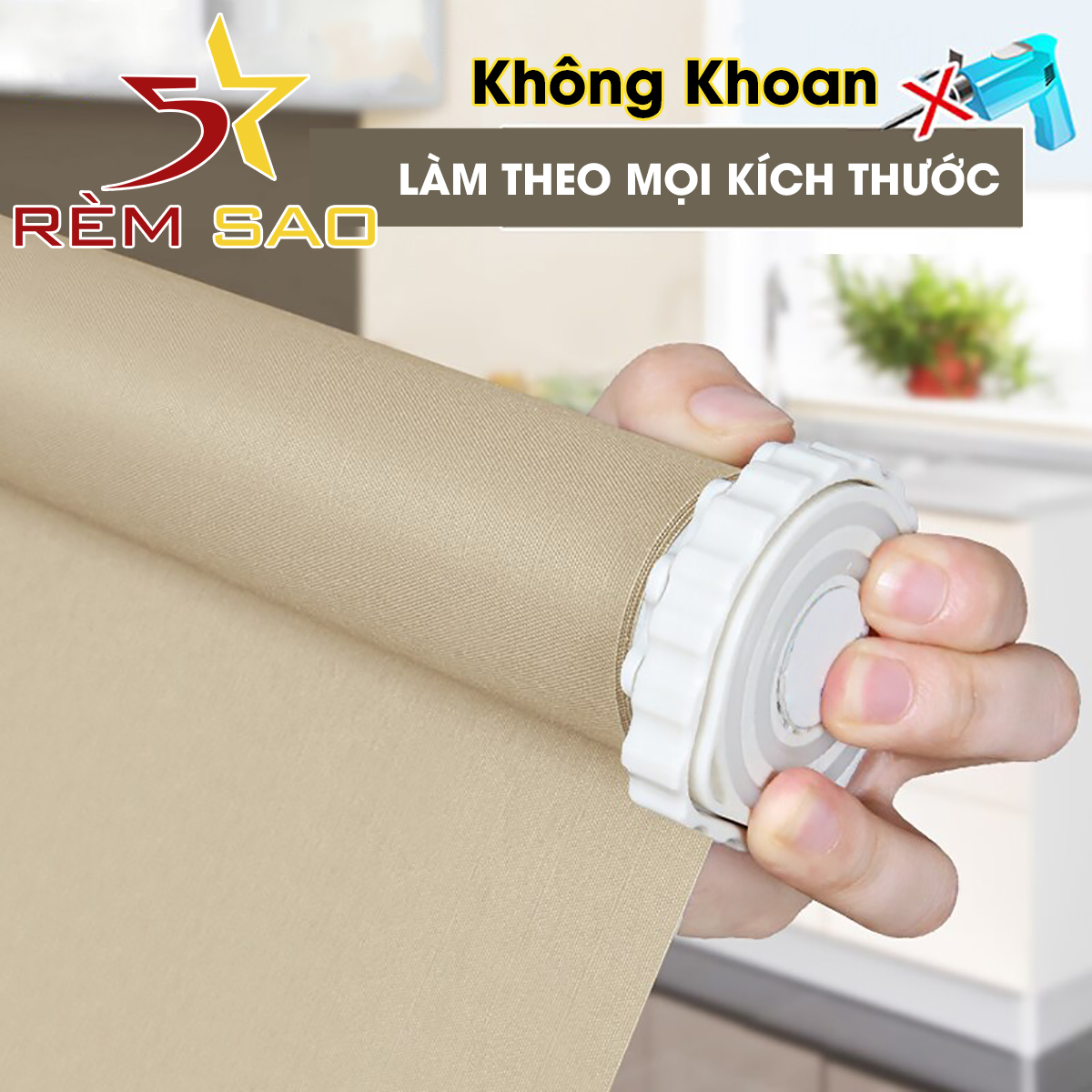 Rèm cuốn không khoan, rèm chống nắng, cản sáng 100%,rèm văn phòng, phòng ngủ, phòng khách, phòng bếp - rèm 5 sao