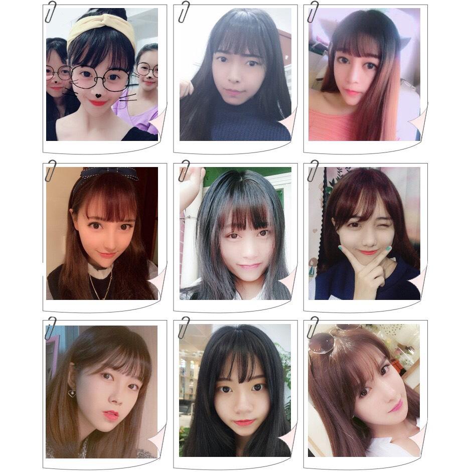 Tóc Mái thưa giả Có Mai, Có Kẹp (màu Nâu đen)