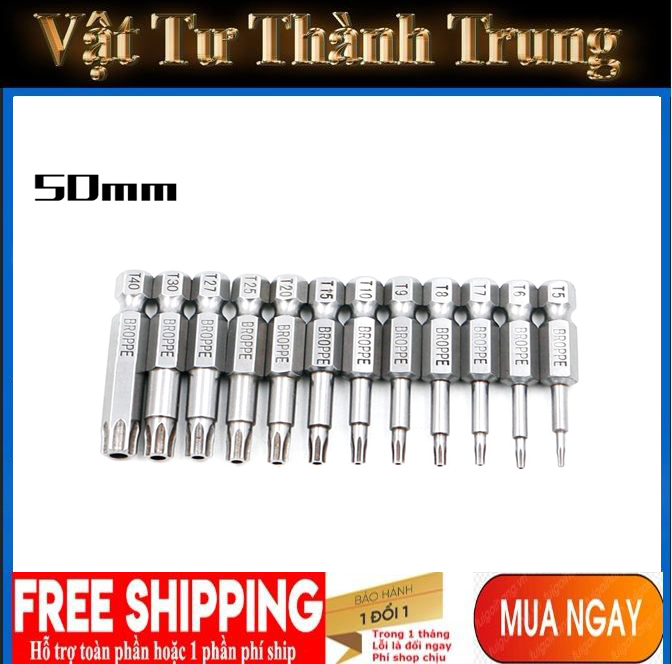 Bộ 12 mũi lục giác hoa thị cho khoan