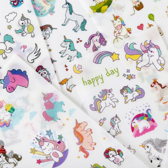 Set 6 nhãn dán sticker Ngựa Unicorn trang trí cắt sẵn