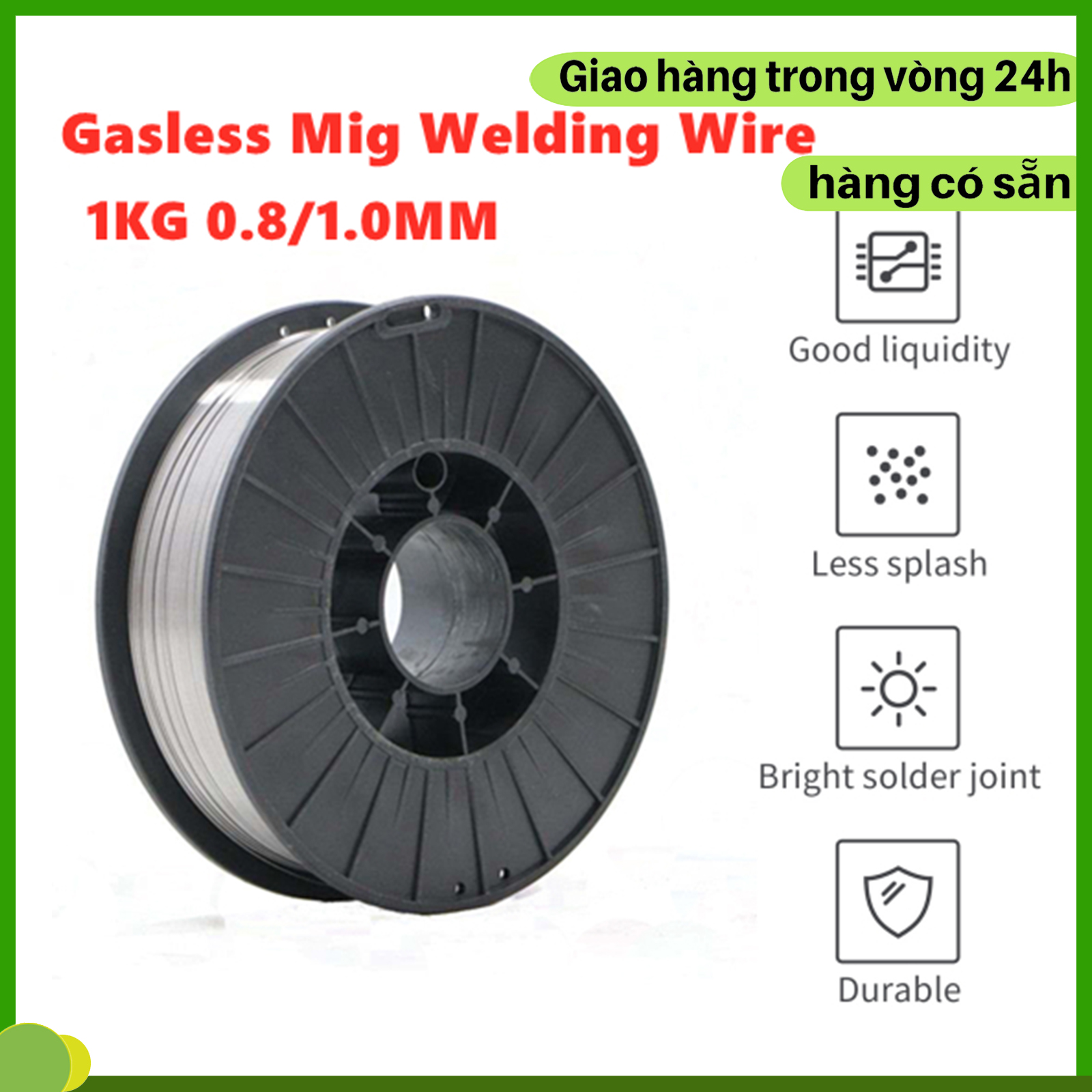 Cuộn dây dùng cho máy hàn mig 1kg - Dây hàn mig không dùng khí 0.8/1.0mm chuyên dụng máy hàn mig mini 200 sasuke, kenmax v.v.