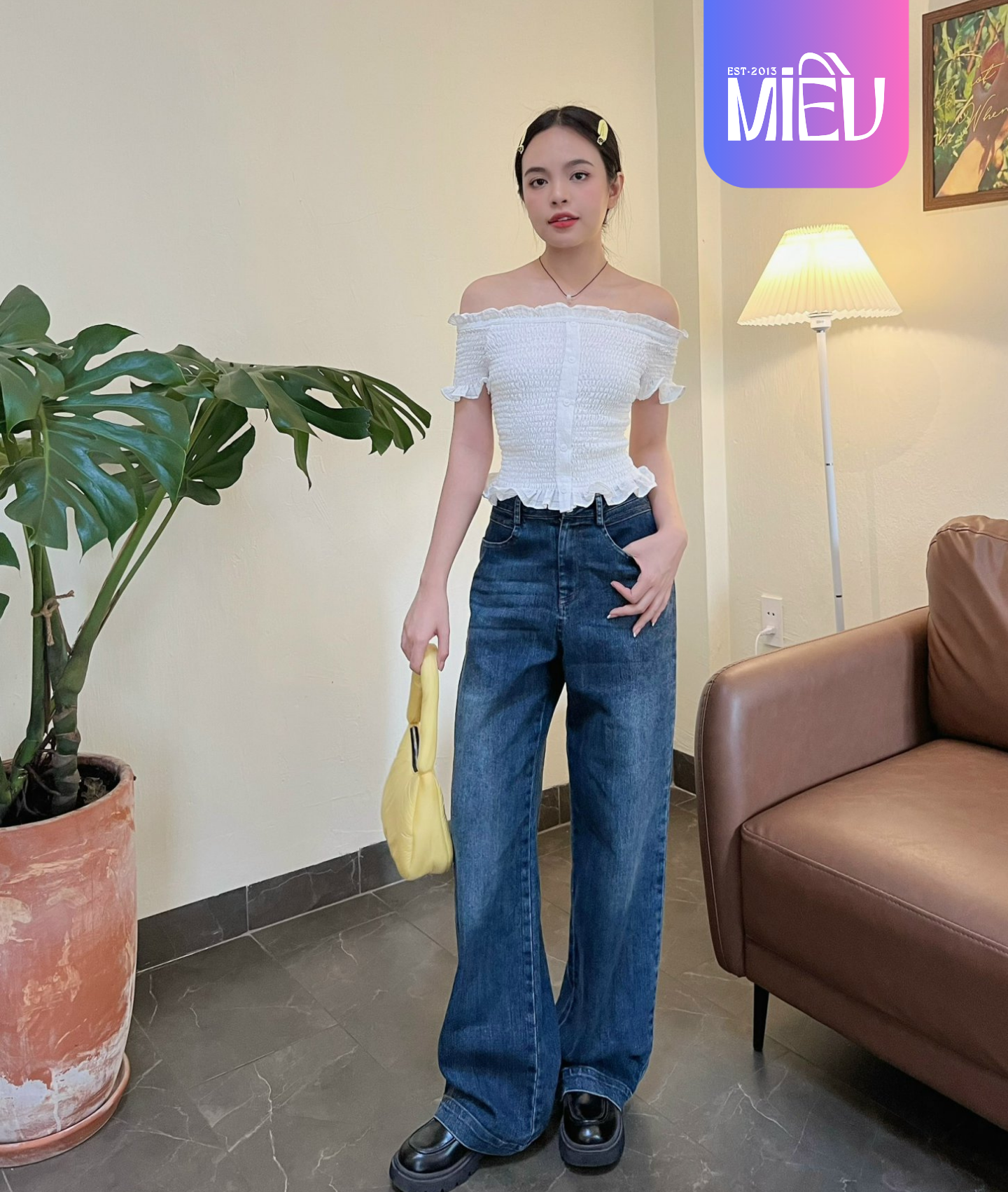 Quần dài jeans ống rộng Juno long jeans