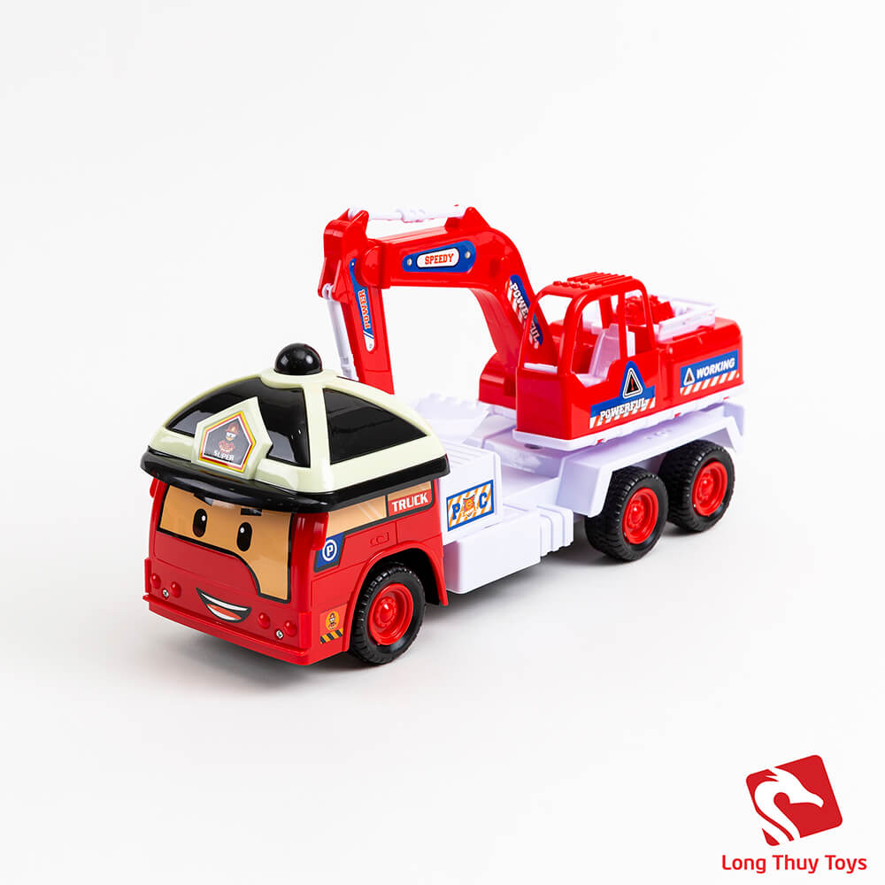 Xe poli cứu hộ , xe cứu hỏa múc đất size lớn đồ chơi xúc cát cho bé
