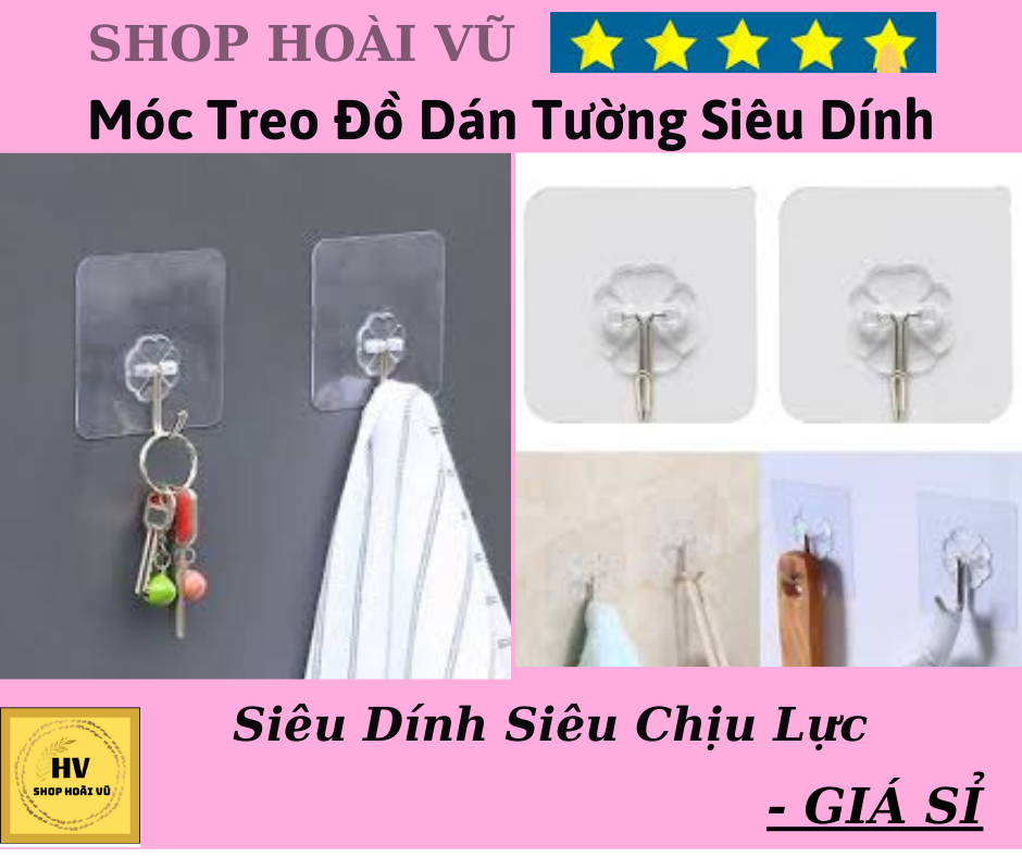 [HCM]COMBO 10 Móc Treo Đồ Dán Tường Siêu Dính Siêu Chịu Lực