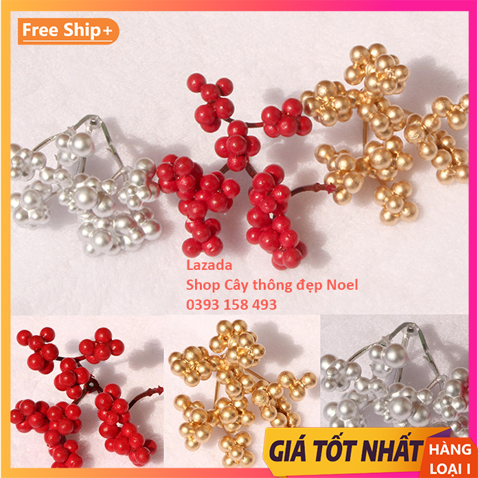 Set 3 chùm Cherry nhiều quả trang trí Noel giáng sinh
