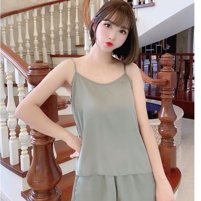 Bộ ngủ lụa 2 dây, bộ ngủ lụa cao cấp