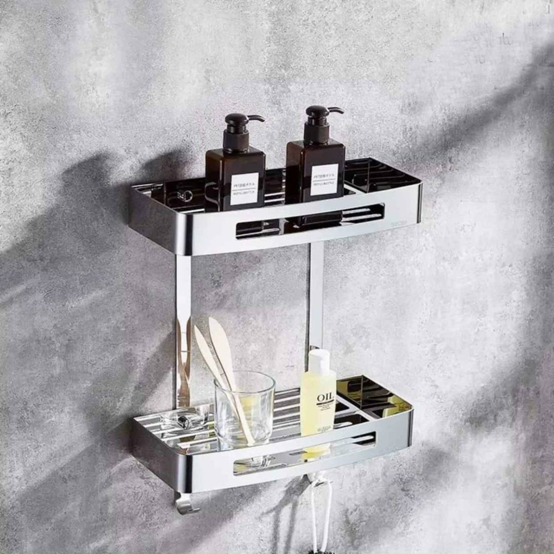 Kệ để đồ nhà tắm 2 tầng inox 304, kệ inox thẳng, giá treo tường inox 304 cao cấp
