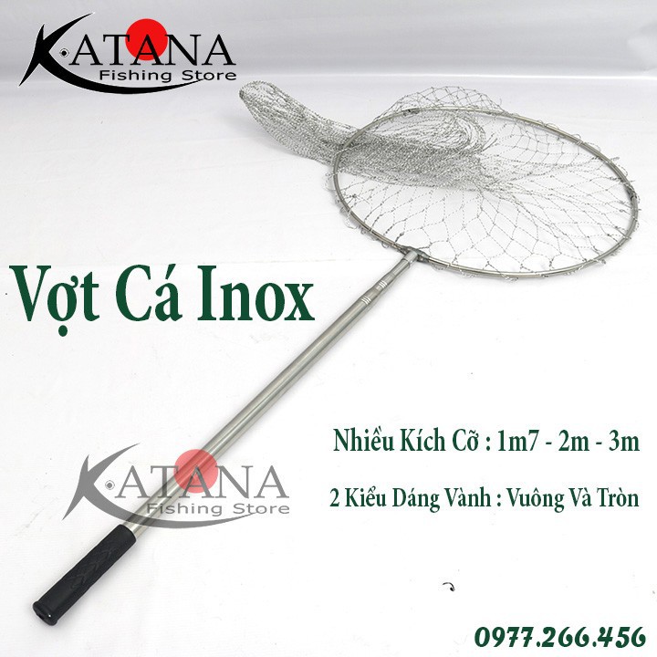Vợt Cá Inox kéo dài 2m1 lưới cước chắc chắn-vợt vớt cá inox giá rẻ