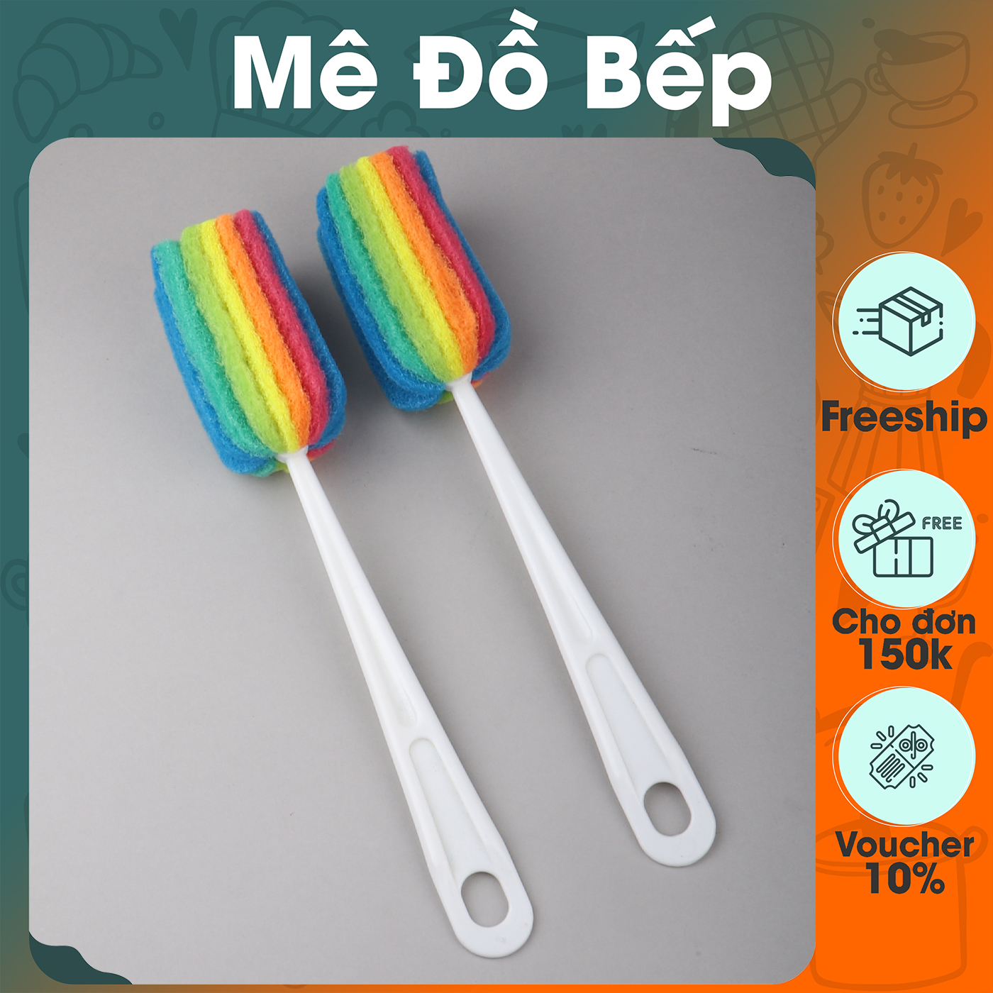 Dụng cụ chùi rửa ly cốc bình Bam House cầu vồng cao cấp - BamBam Store