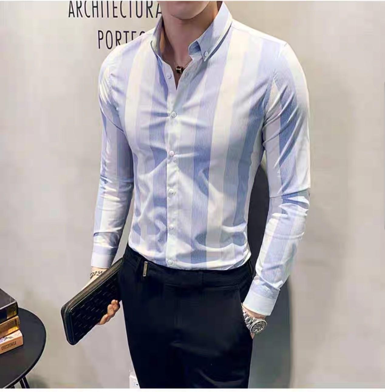[HCM]áo sơ mi nam phối sọc cao cấp chuẩn đẹp trai