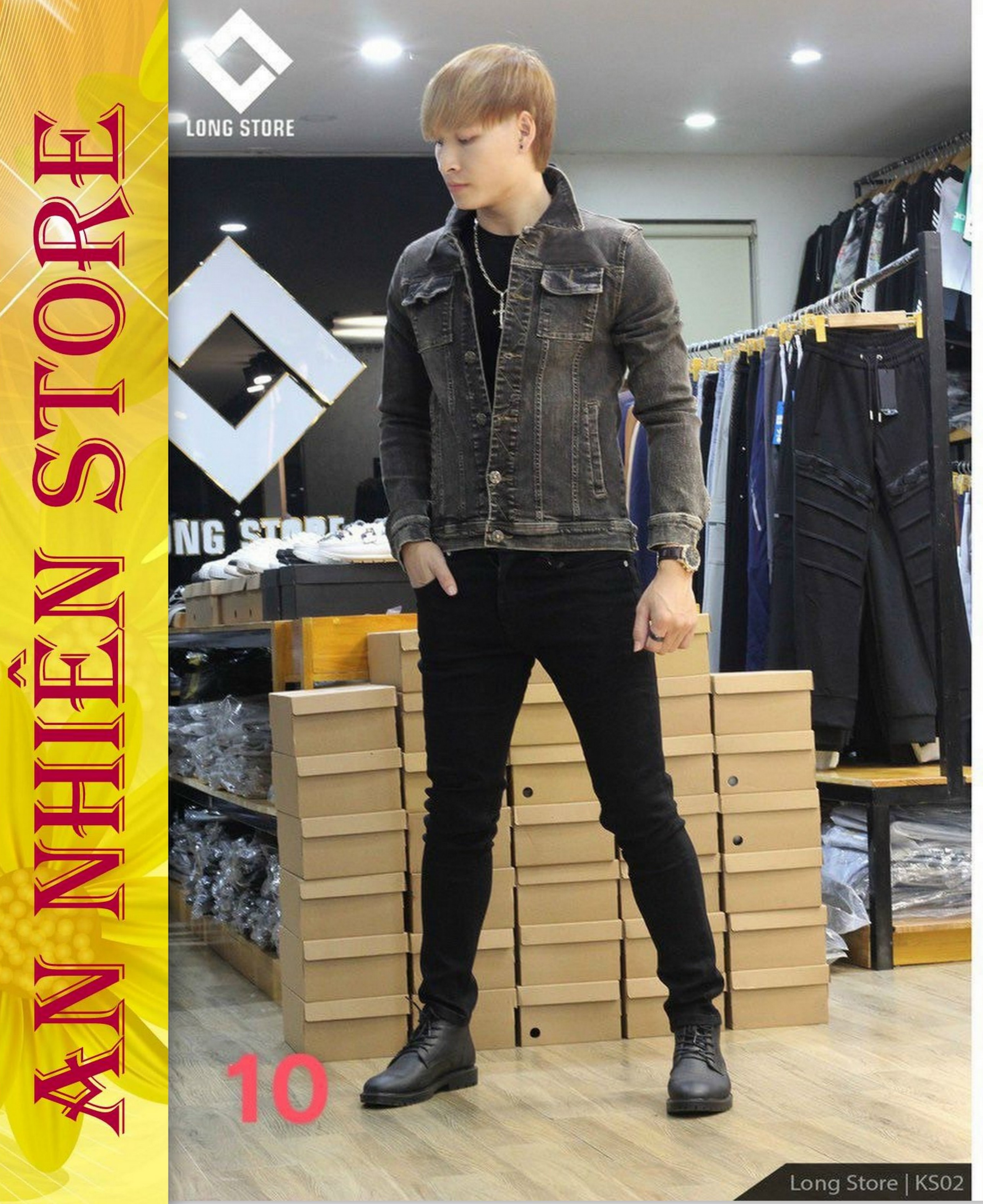 [SALE 50%]Áo khoác jean nam cao cấp màu Xám vải jean xịn hàng hiệu chuẩn shop MẪU MỚI NHẤT full tem mác-Thời trang An Nhiên Store ms760